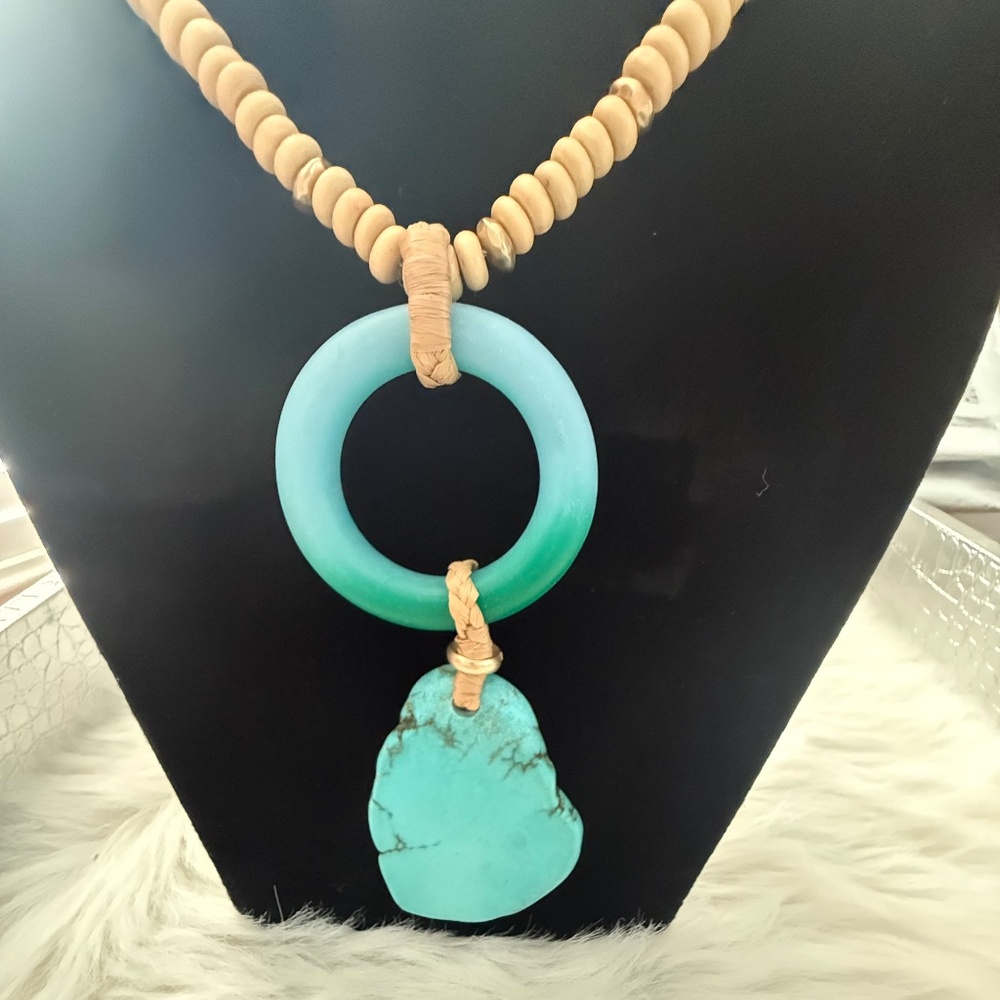 Chico's Cool Multi Links Turquoise Rock Necklace - Picture 3 of 4
